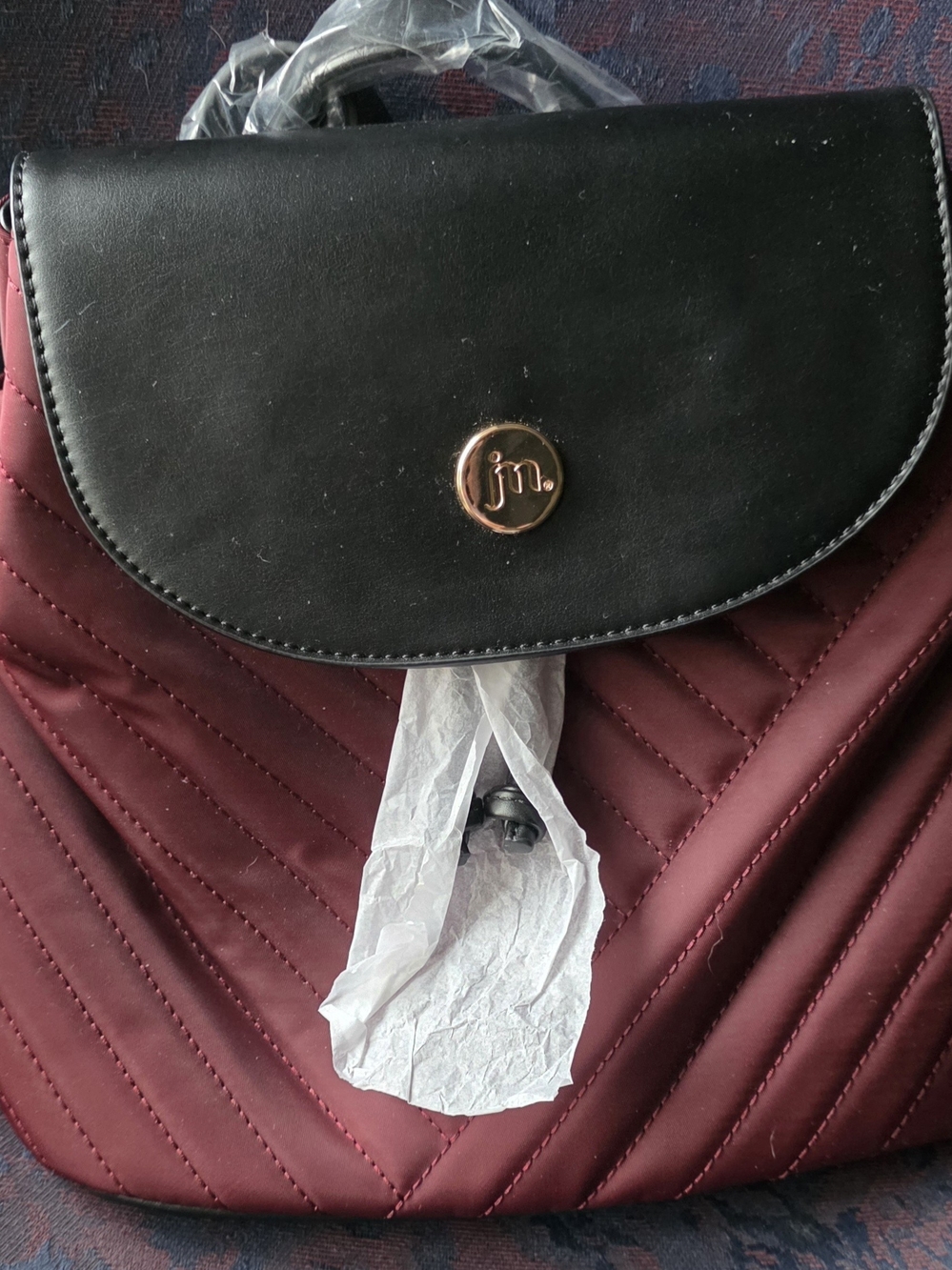 Jessica Moore - Quilted Burgundy & Black Women's Backpack
